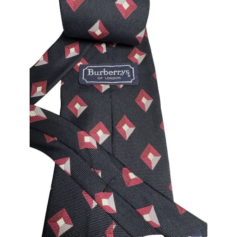 VTG Burberry London Mens Tie 3D Black Geometric 100% Silk Tie - Picture 4 of 9